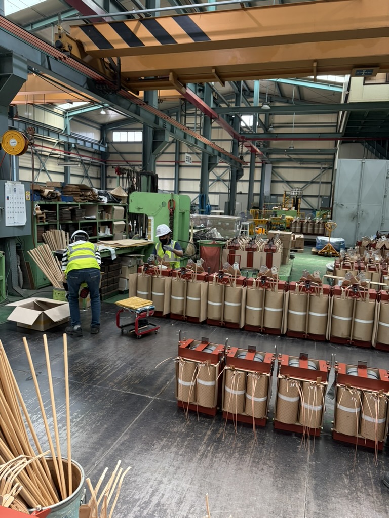 Transformer coils in the manufacturing facility